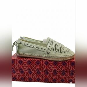 💚Tory Burch Brand New In Box Ribbon Logo Canvas Espadrilles Size 7